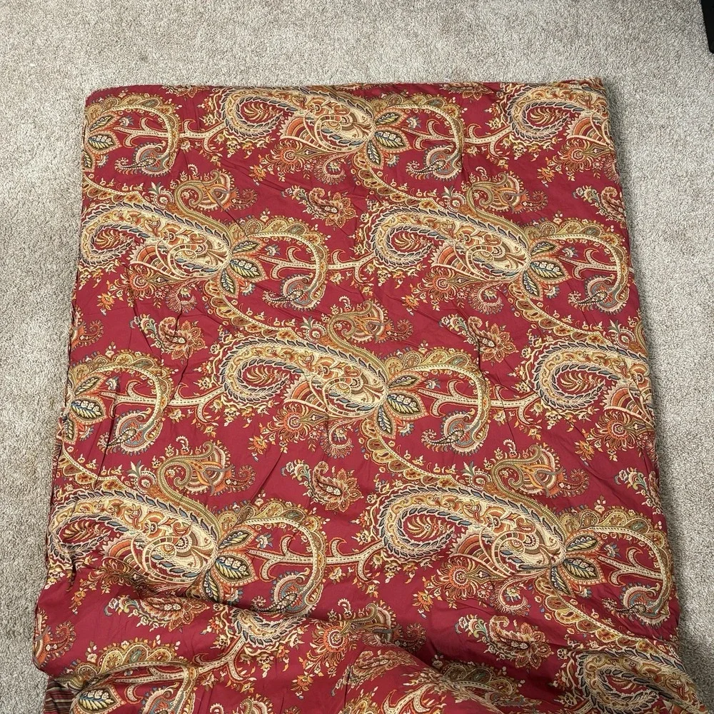 Vtg Lauren Ralph Lauren Comforter Full Queen Red Paisley Reverse Stripe